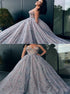 Ball Gown Sweetheart Grey Tulle Sequins Prom Dress LBQ0825